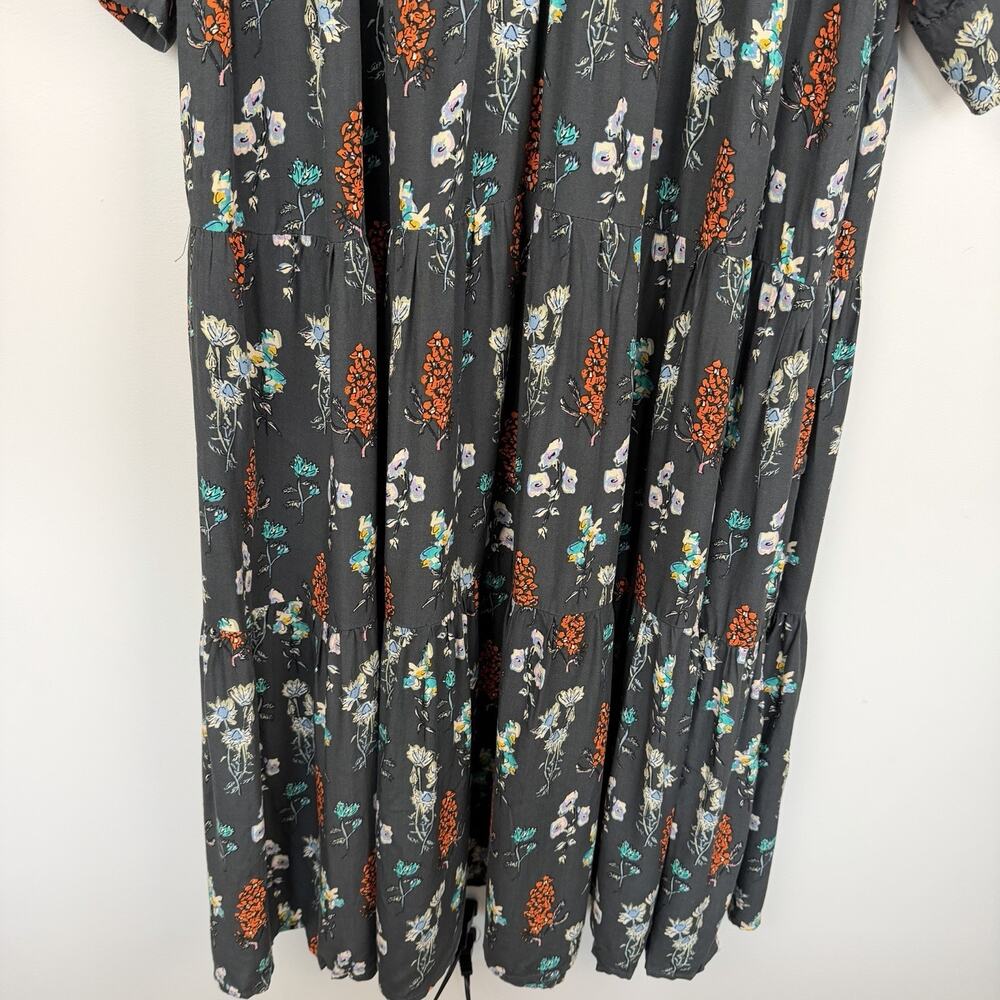 Natural Life Tiered Maxi Dress Size Small Gray Floral Prairie Boho Cottagecore - Picture 11 of 13